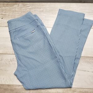 Acegolfs Eagle Golf Performance Stretch Ankle Pants L Blue White Gingham Check